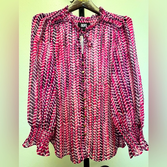 DKNY LONG SLEEVE BLOUSE - Picture 1 of 15